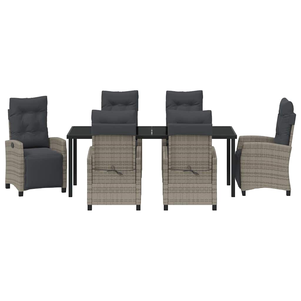 Garten Essgruppe mit Kissen 7 pcs Grau Poly-Rattan