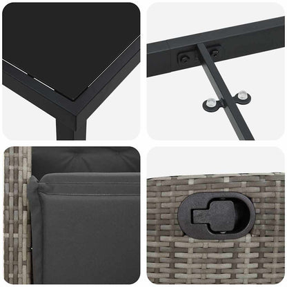 vidaXL Garten Essgruppe mit Kissen 9 pcs Grau Poly-Rattan