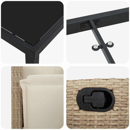 Garten Essgruppe mit Kissen 9 pcs Beige Poly-Rattan