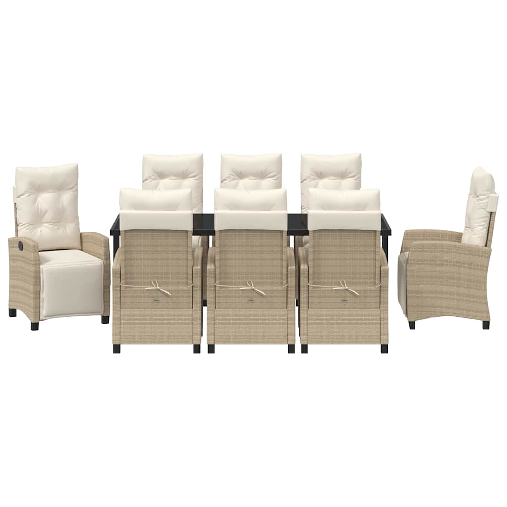 Garten Essgruppe mit Kissen 9 pcs Beige Poly-Rattan