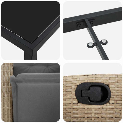 Garten Essgruppe mit Kissen 5 pcs Beige Poly-Rattan