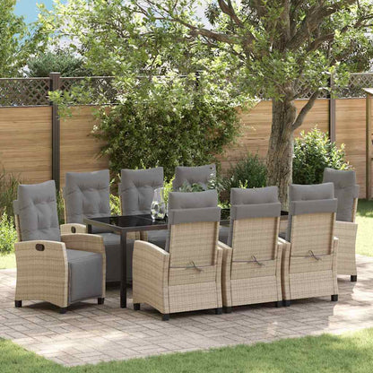 Garten Essgruppe mit Kissen 9 pcs Beige Poly-Rattan