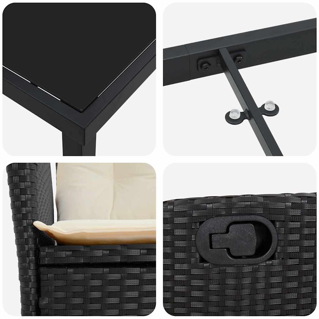 Garten Essgruppe mit Kissen 5 pcs Schwarz Poly-Rattan