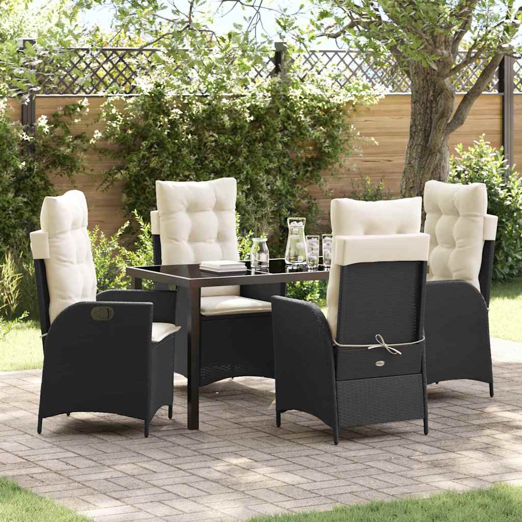 Garten Essgruppe mit Kissen 5 pcs Schwarz Poly-Rattan