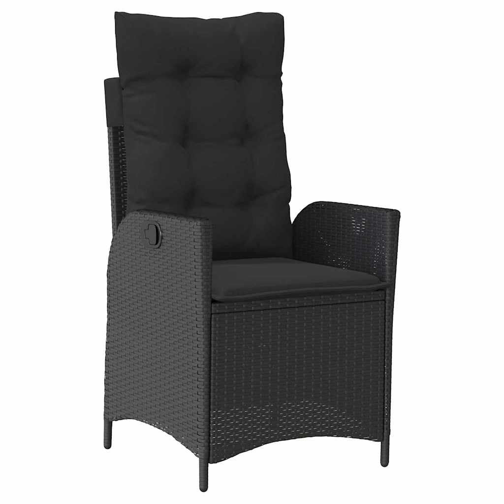 vidaXL Salon de jardin à dîner avec coussins 3 pcs Résine tressée noire