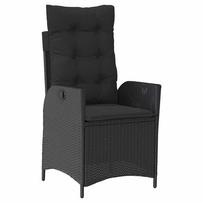 vidaXL Salon de jardin à dîner avec coussins 3 pcs Résine tressée noire