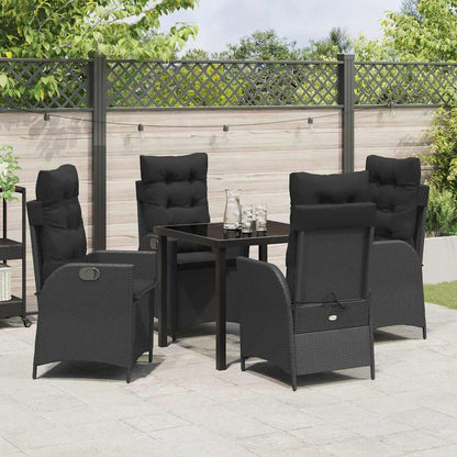 vidaXL Garten Essgruppe mit Kissen 5 pcs Schwarz Poly-Rattan