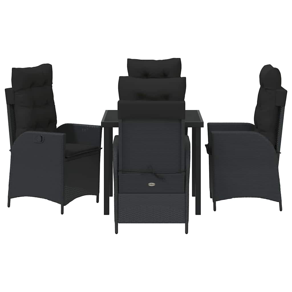 vidaXL Garten Essgruppe mit Kissen 5 pcs Schwarz Poly-Rattan