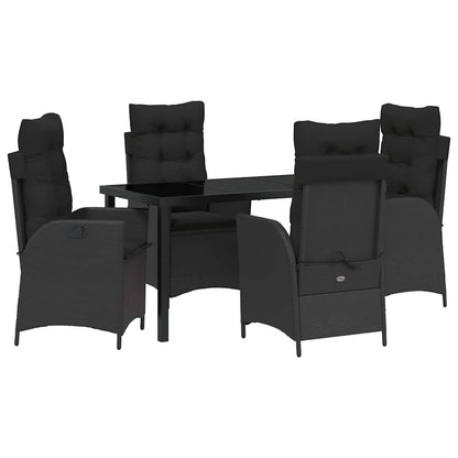 Garten Essgruppe mit Kissen 5 pcs Schwarz Poly-Rattan