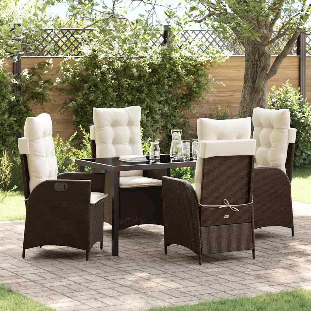 Garten Essgruppe mit Kissen 5 pcs Braun Poly-Rattan