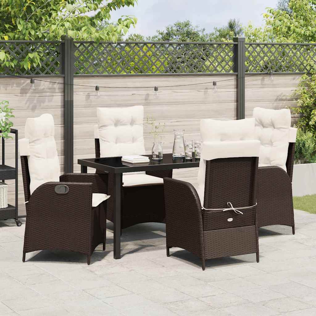 Garten Essgruppe mit Kissen 5 pcs Braun Poly-Rattan