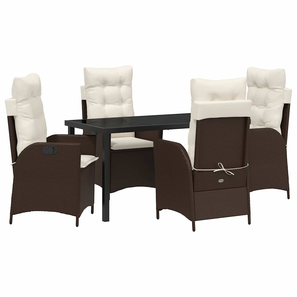 Garten Essgruppe mit Kissen 5 pcs Braun Poly-Rattan