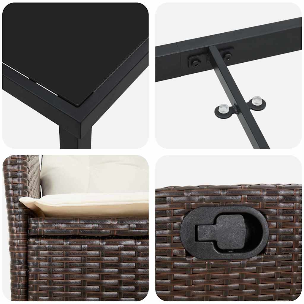 vidaXL Garten Essgruppe mit Kissen 7 pcs Braun Poly-Rattan