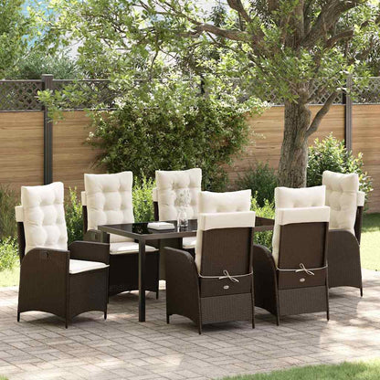 vidaXL Garten Essgruppe mit Kissen 7 pcs Braun Poly-Rattan