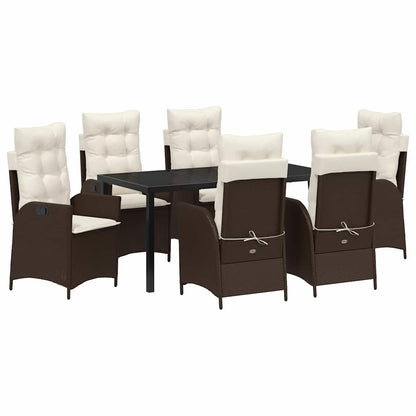 vidaXL Garten Essgruppe mit Kissen 7 pcs Braun Poly-Rattan