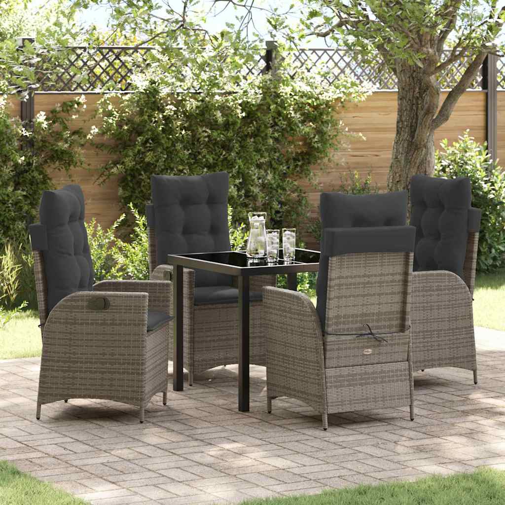 vidaXL Salon de jardin avec coussins 5 pcs Gris résine tressée