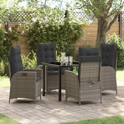 vidaXL Salon de jardin avec coussins 5 pcs Gris résine tressée