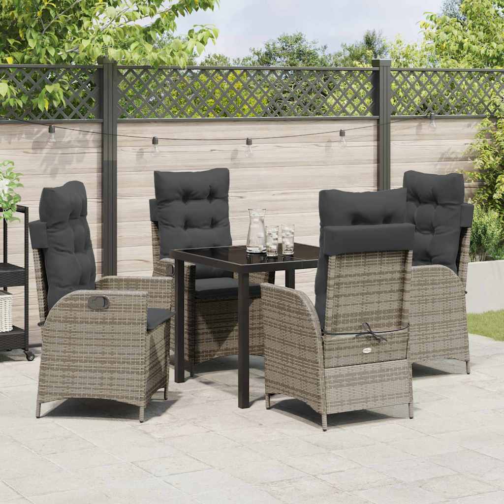vidaXL Salon de jardin avec coussins 5 pcs Gris résine tressée
