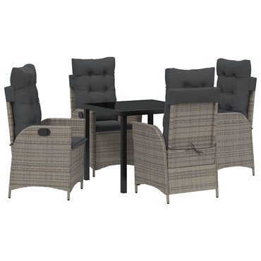 vidaXL Salon de jardin avec coussins 5 pcs Gris résine tressée