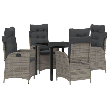 vidaXL Salon de jardin avec coussins 5 pcs Gris résine tressée