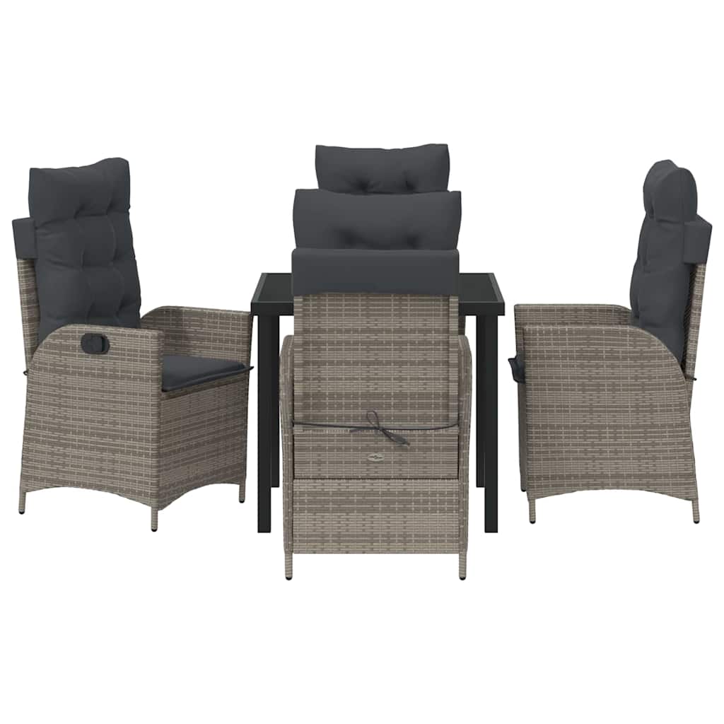 vidaXL Salon de jardin avec coussins 5 pcs Gris résine tressée