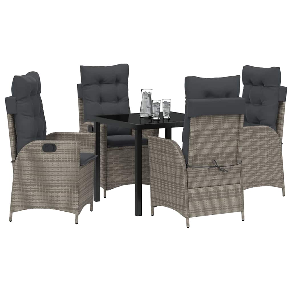 vidaXL Salon de jardin avec coussins 5 pcs Gris résine tressée