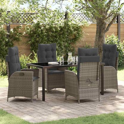 vidaXL Salon de jardin avec coussins 5 pcs Gris résine tressée