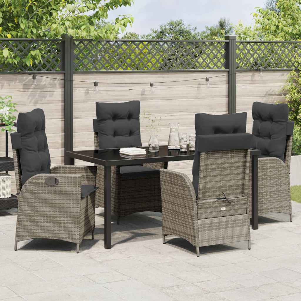 vidaXL Salon de jardin avec coussins 5 pcs Gris résine tressée