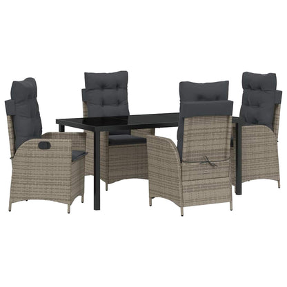 vidaXL Salon de jardin avec coussins 5 pcs Gris résine tressée