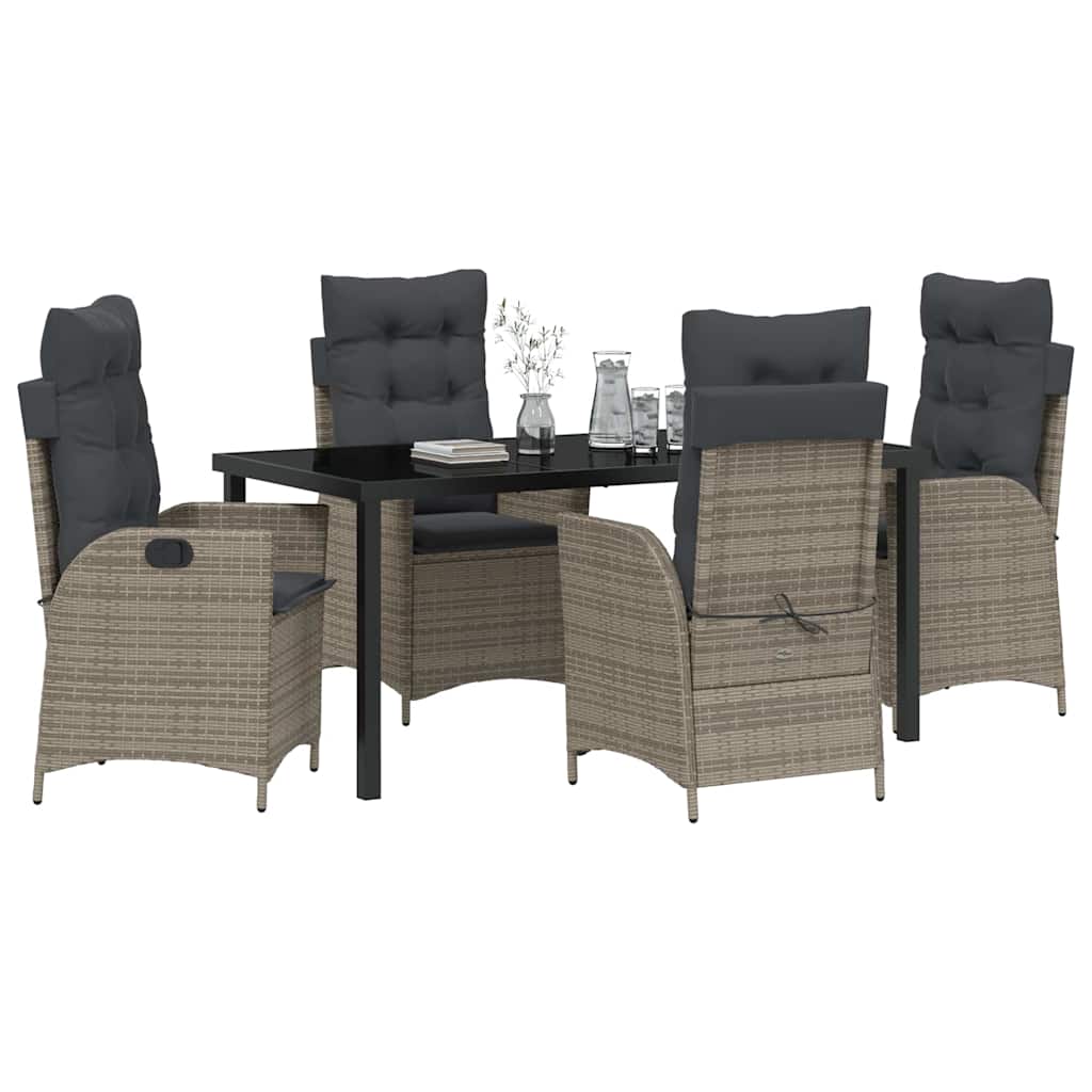 vidaXL Salon de jardin avec coussins 5 pcs Gris résine tressée