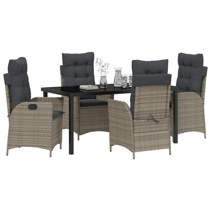 vidaXL Salon de jardin avec coussins 5 pcs Gris résine tressée