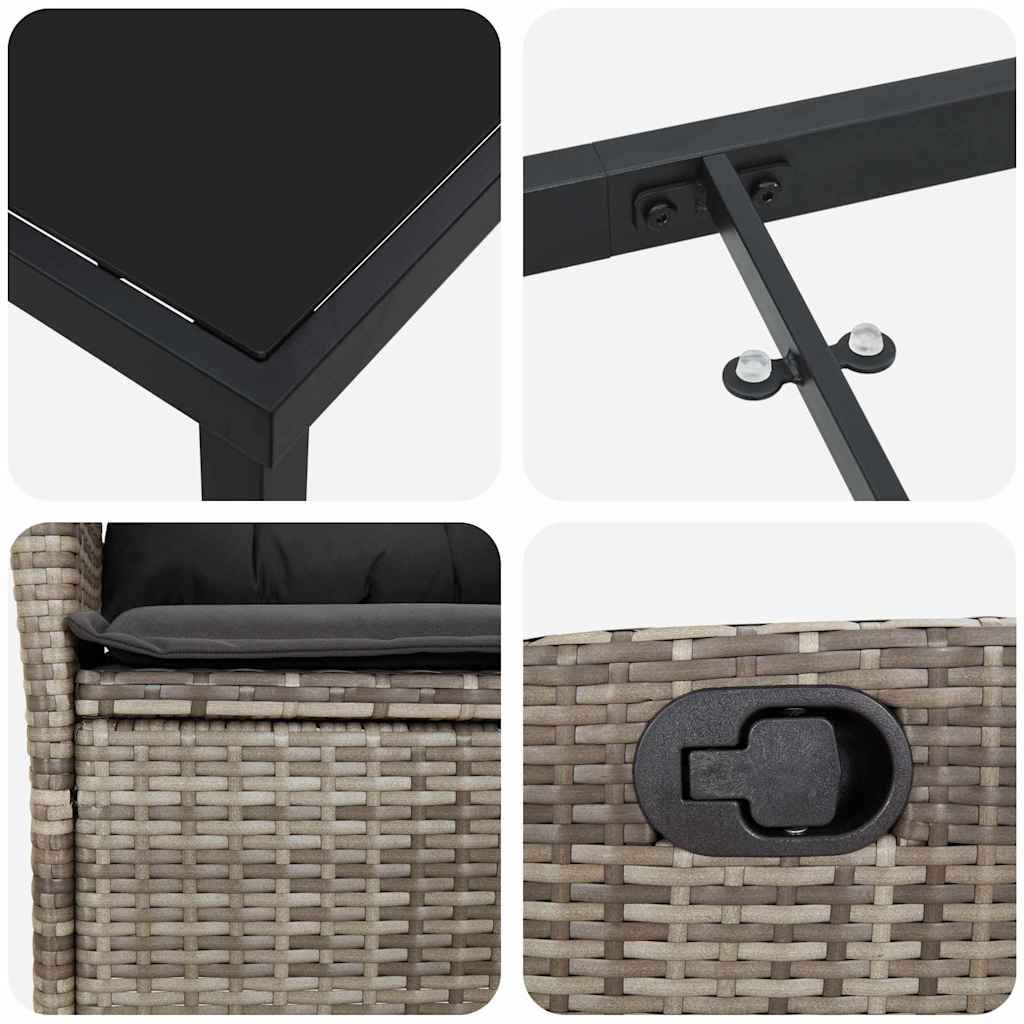 vidaXL Garten Essgruppe mit Kissen 9 pcs Grau Poly-Rattan