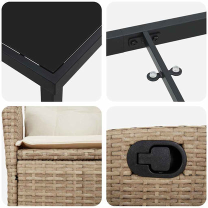 Garten Essgruppe mit Kissen 5 pcs Beige Poly-Rattan