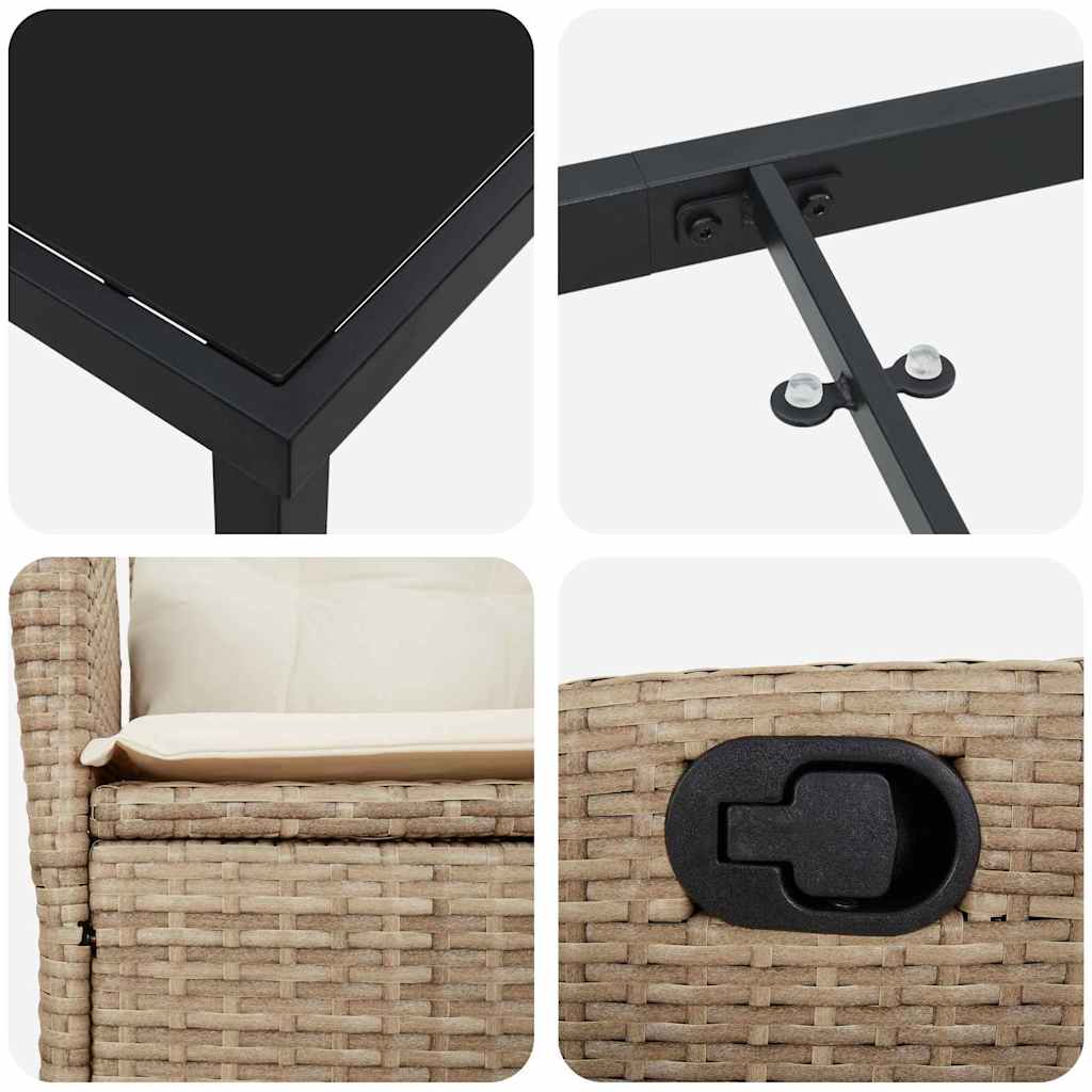 vidaXL Mobilier de jardin avec coussins 5 pcs Beige Résine tressée
