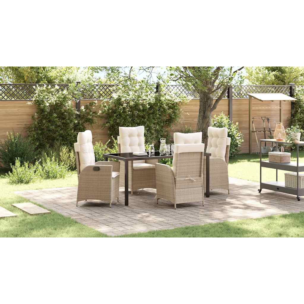 vidaXL Mobilier de jardin avec coussins 5 pcs Beige Résine tressée