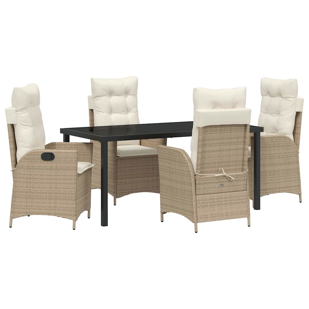 vidaXL Mobilier de jardin avec coussins 5 pcs Beige Résine tressée
