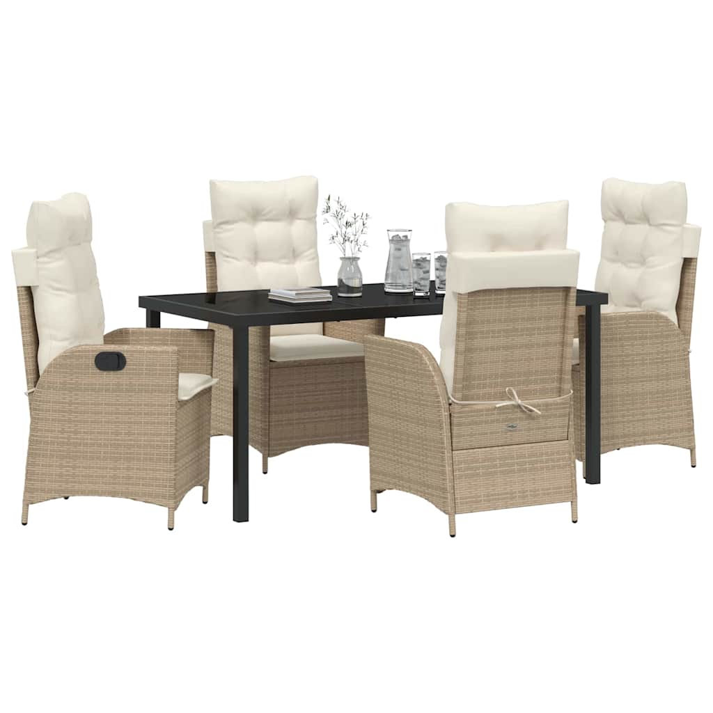 vidaXL Mobilier de jardin avec coussins 5 pcs Beige Résine tressée