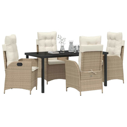 vidaXL Mobilier de jardin avec coussins 5 pcs Beige Résine tressée