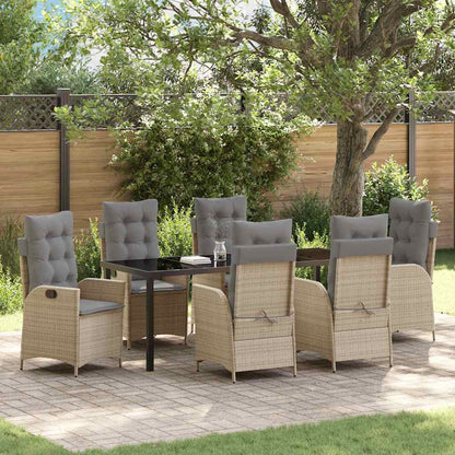 Garten Essgruppe mit Kissen 7 pcs Beige Poly-Rattan