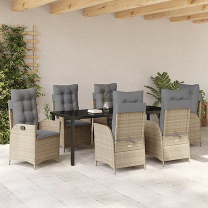 Garten Essgruppe mit Kissen 7 pcs Beige Poly-Rattan