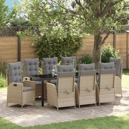 vidaXL Garten Essgruppe mit Kissen 9 pcs Beige Poly-Rattan