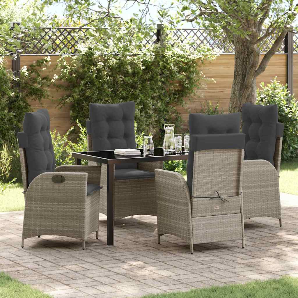 Garten Essgruppe mit Kissen 5 pcs Hellgrau Poly-Rattan