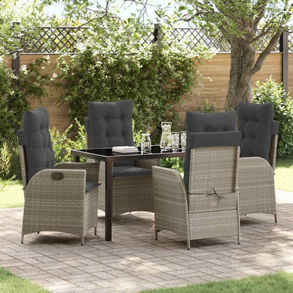 Garten Essgruppe mit Kissen 5 pcs Hellgrau Poly-Rattan