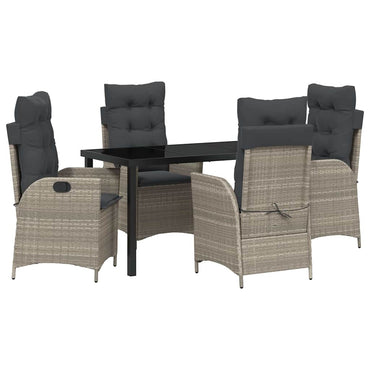 vidaXL Ensemble repas de jardin 5 pcs avec coussins gris clair en résine tressée