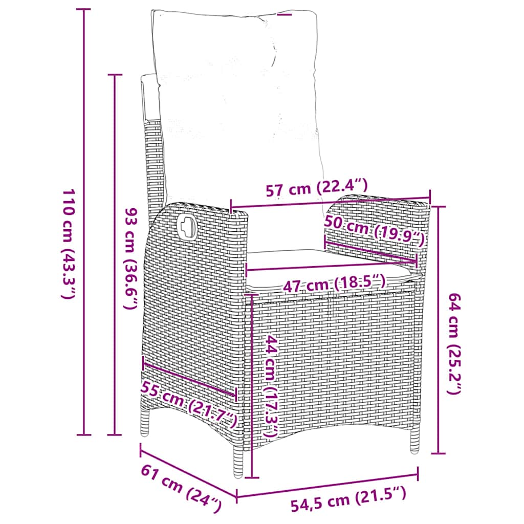 Garten Essgruppe mit Kissen 5 pcs Hellgrau Poly-Rattan