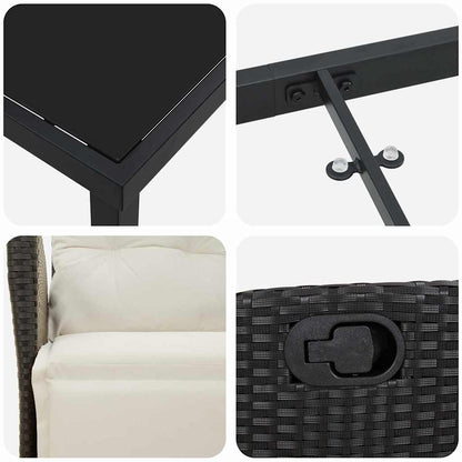 Garten Essgruppe mit Kissen 9 pcs Schwarz Poly-Rattan