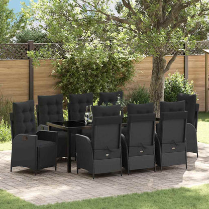 Garten Essgruppe mit Kissen 9 pcs Schwarz Poly-Rattan