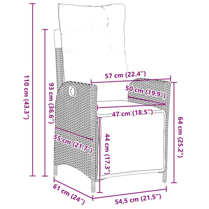 Garten Essgruppe mit Kissen 9 pcs Schwarz Poly-Rattan