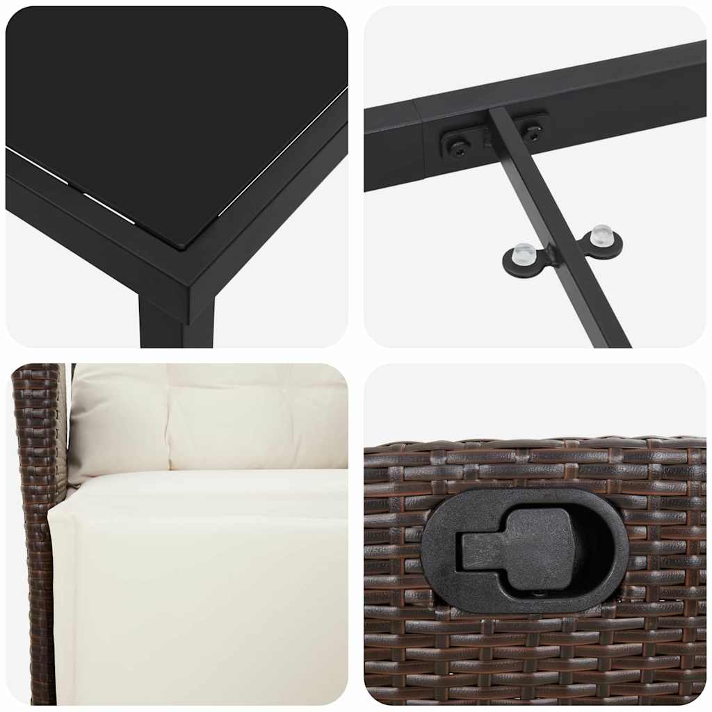 Garten Essgruppe mit Kissen 7 pcs Braun Poly-Rattan