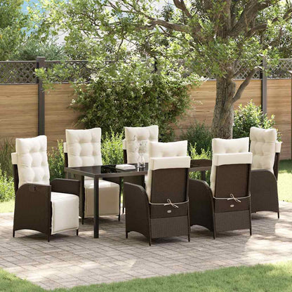 Garten Essgruppe mit Kissen 7 pcs Braun Poly-Rattan